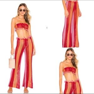 Lovers + Friends Red and Pink Swim Coverup Set
